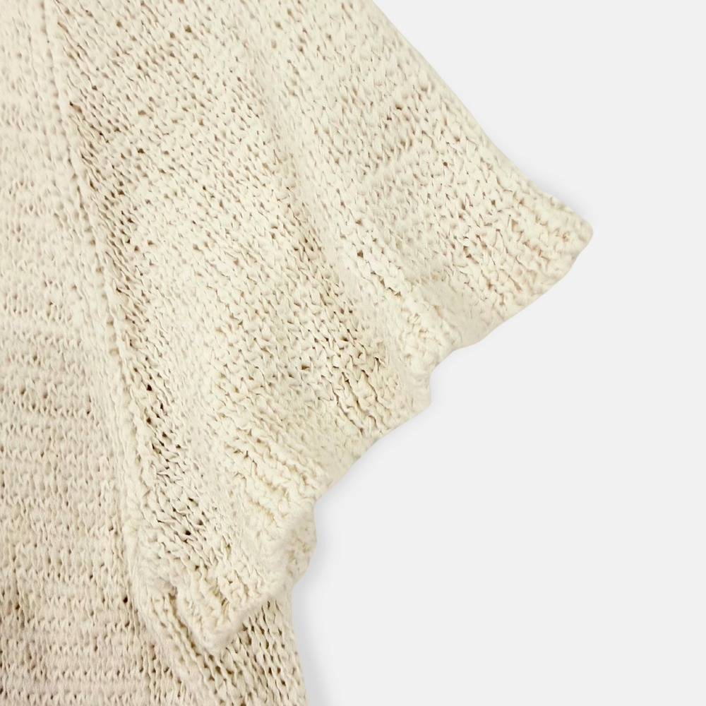Eileen Fisher Organic Cotton Open Knit Short Sleeve Sweater Ecru XL Quiet Luxury - Picture 6 of 7
